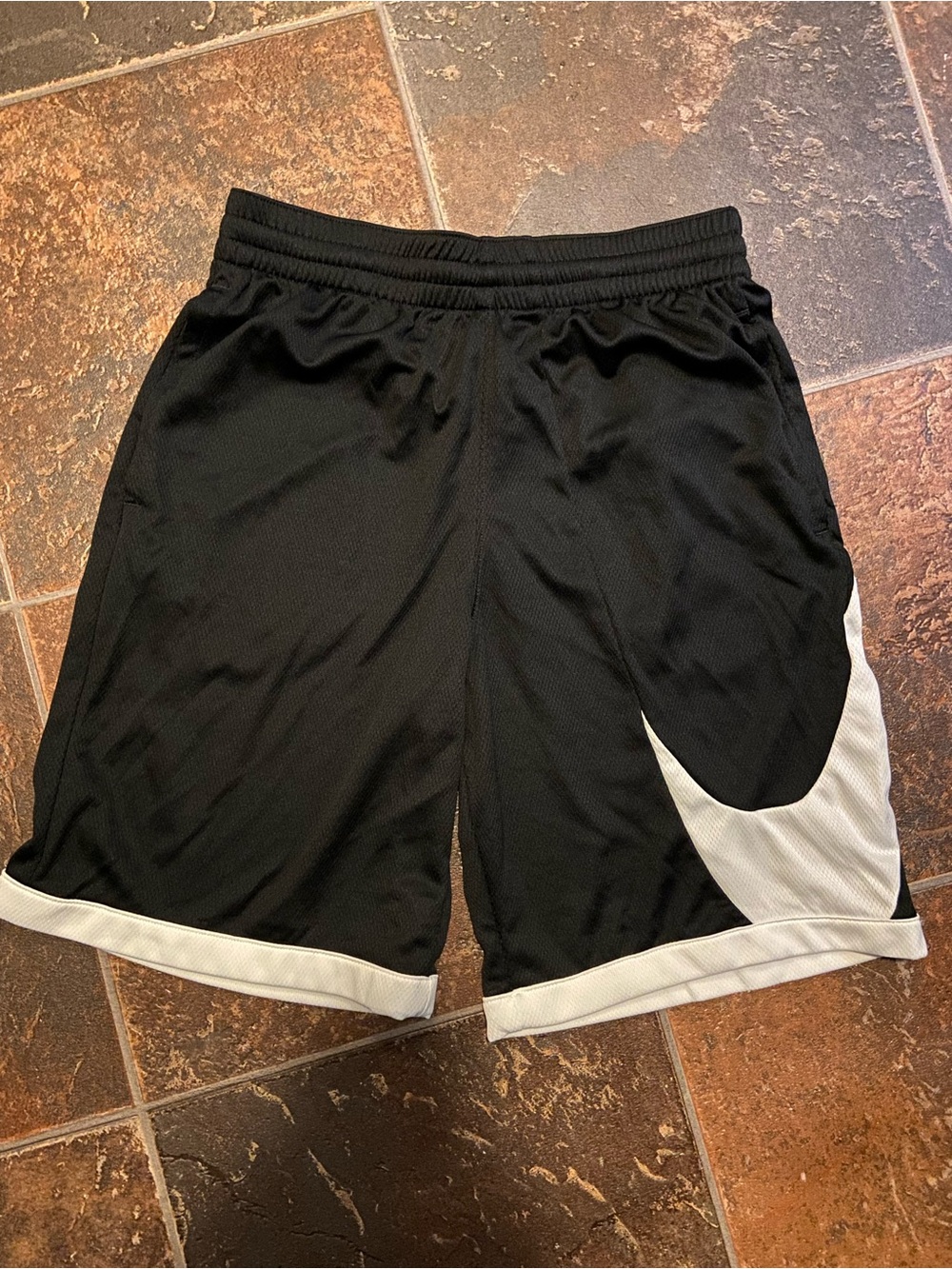Nike boys Black Athletic Shorts with White Swoosh